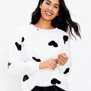 Loft Plush Fleece Heart Sweatshirt, size small